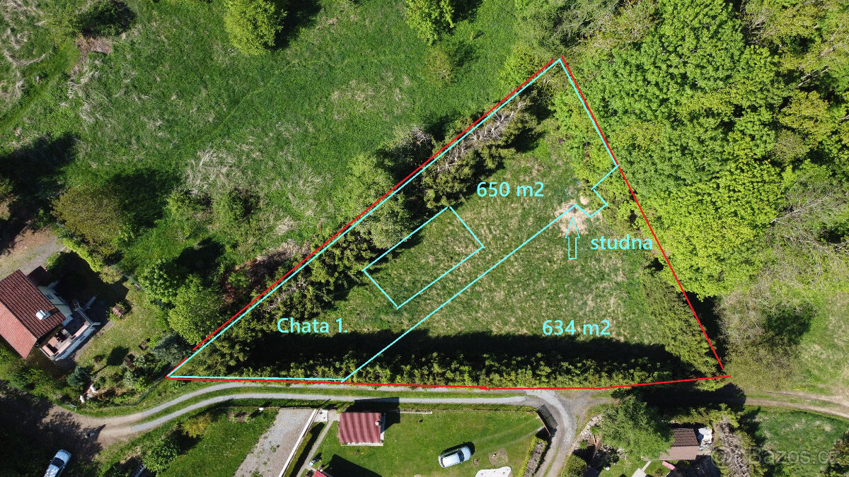 Prodej pozemku 650 m2 k výstavbě chaty v Sušici - 3