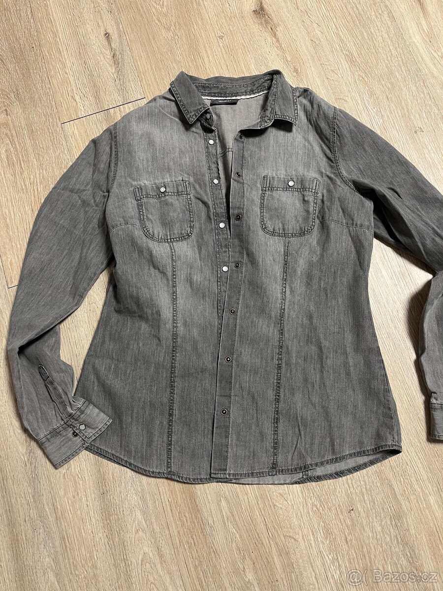 Džínová šedá košile S - 3