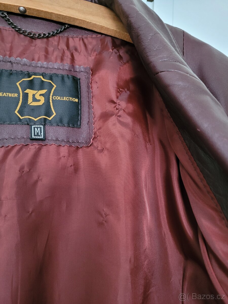 Kožená bunda M (38/40) vínová - 3