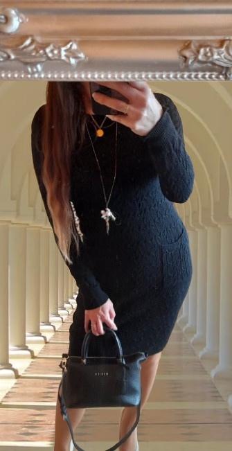 Just Woman černé copánkové svetrové šaty - 3