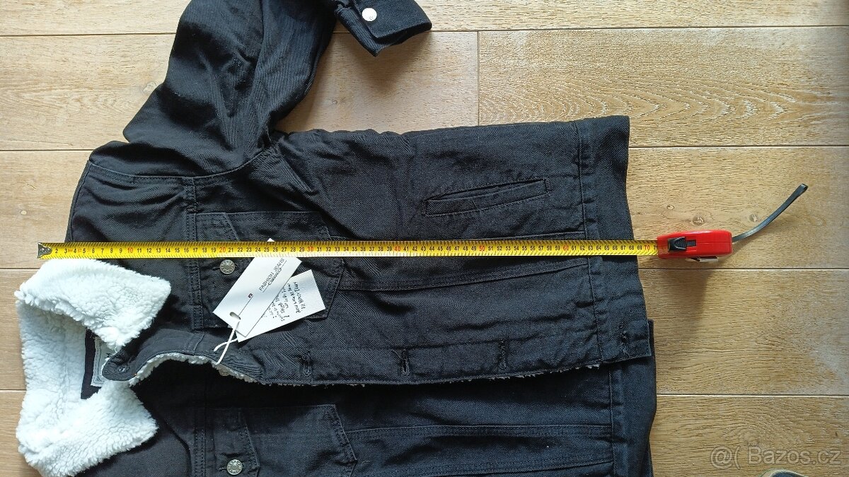 Jeansová vyteplená černá bunda XL - 3