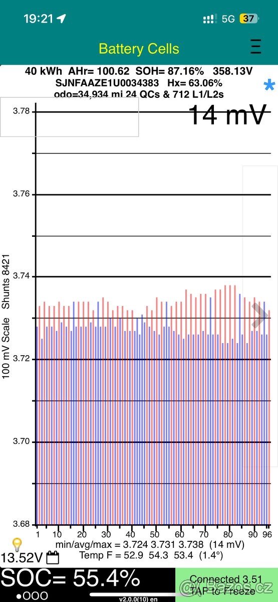 Baterie 40kWh (soh 87%) Nissan Leaf 2 - 3