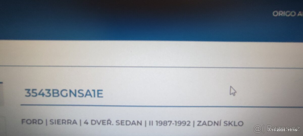 Prodám nové zadní sklo Ford Sierra sedan r.v: 87-92 - 3