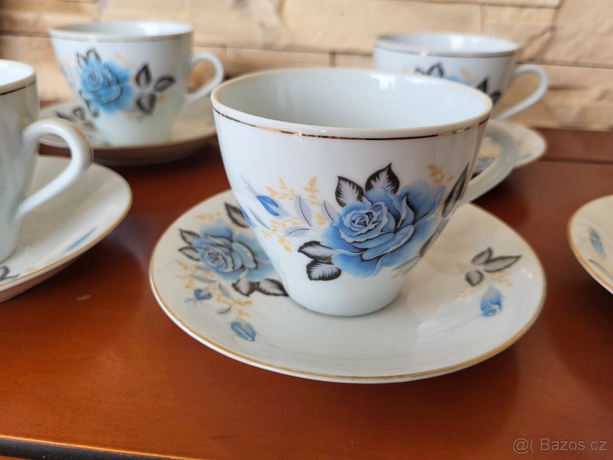 SOUPRAVA KÁVOVÁ S MODROU RŮŽIČKOU- KRÁSNÁ - 3