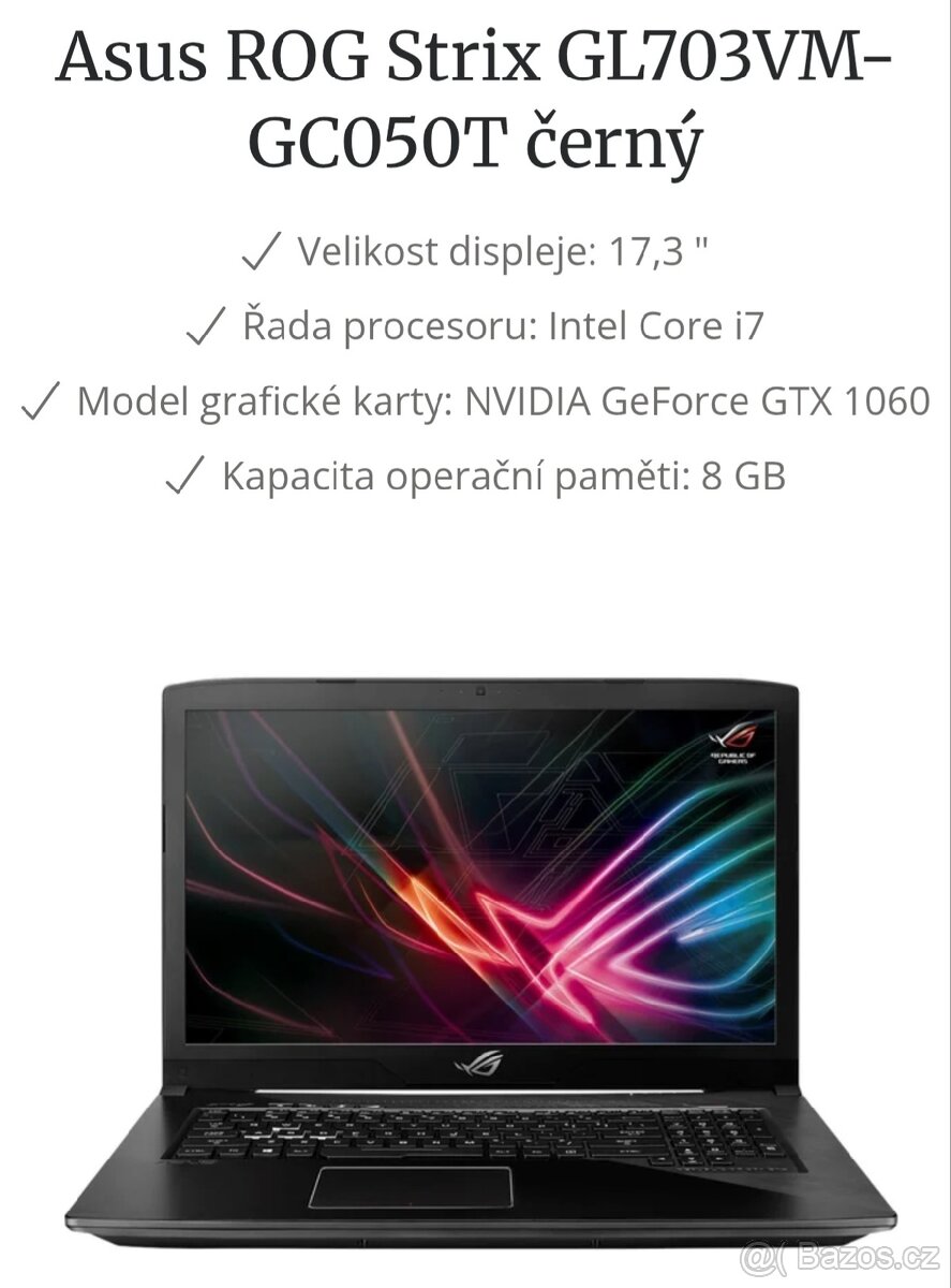 Herní notebook Asus Rog Strix GL703 VM - 3
