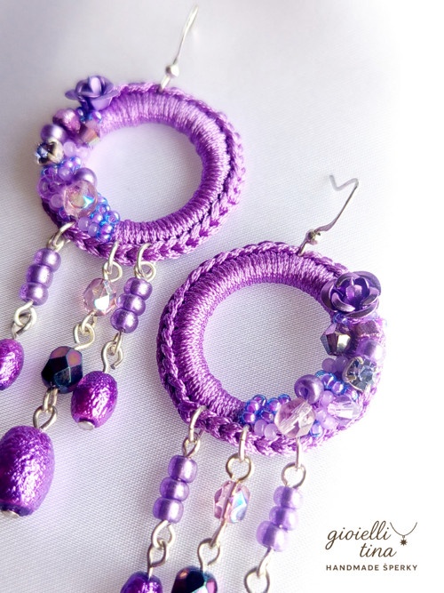 Náušnice Levandulová kaskáda - 3