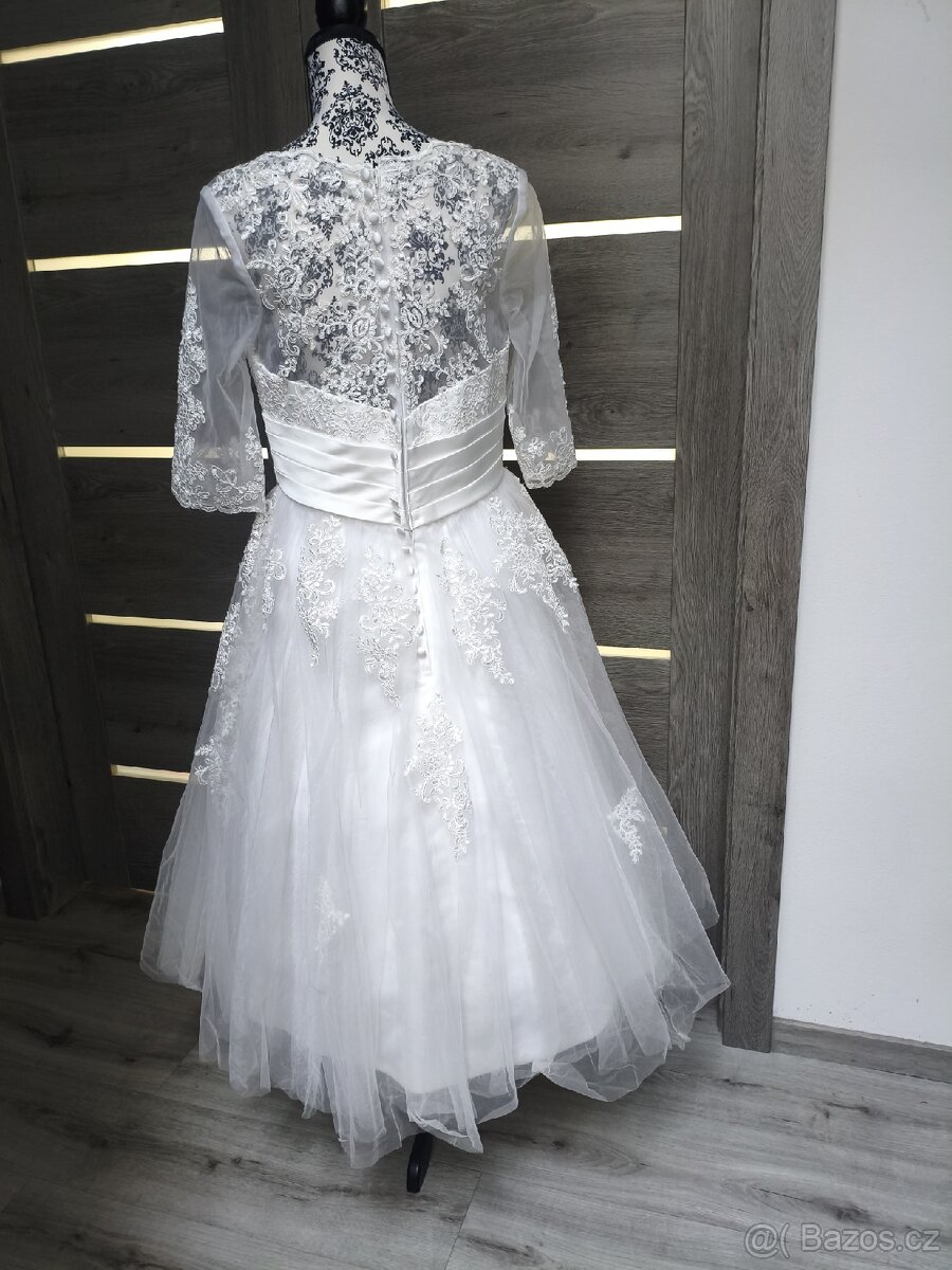 Midi svatební šaty 40/42 - 3