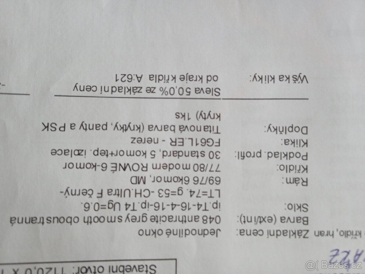 Jednodílné okno pozice 159 - 3