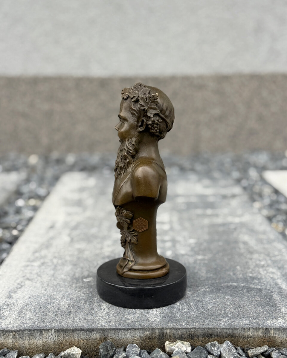Bronzová busta Bacchus socha boha vína antická luxus dekor - 3