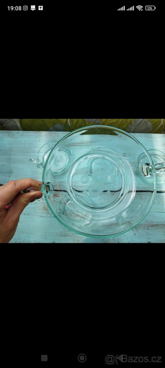 Starožitná kompotová sada sklo - 3