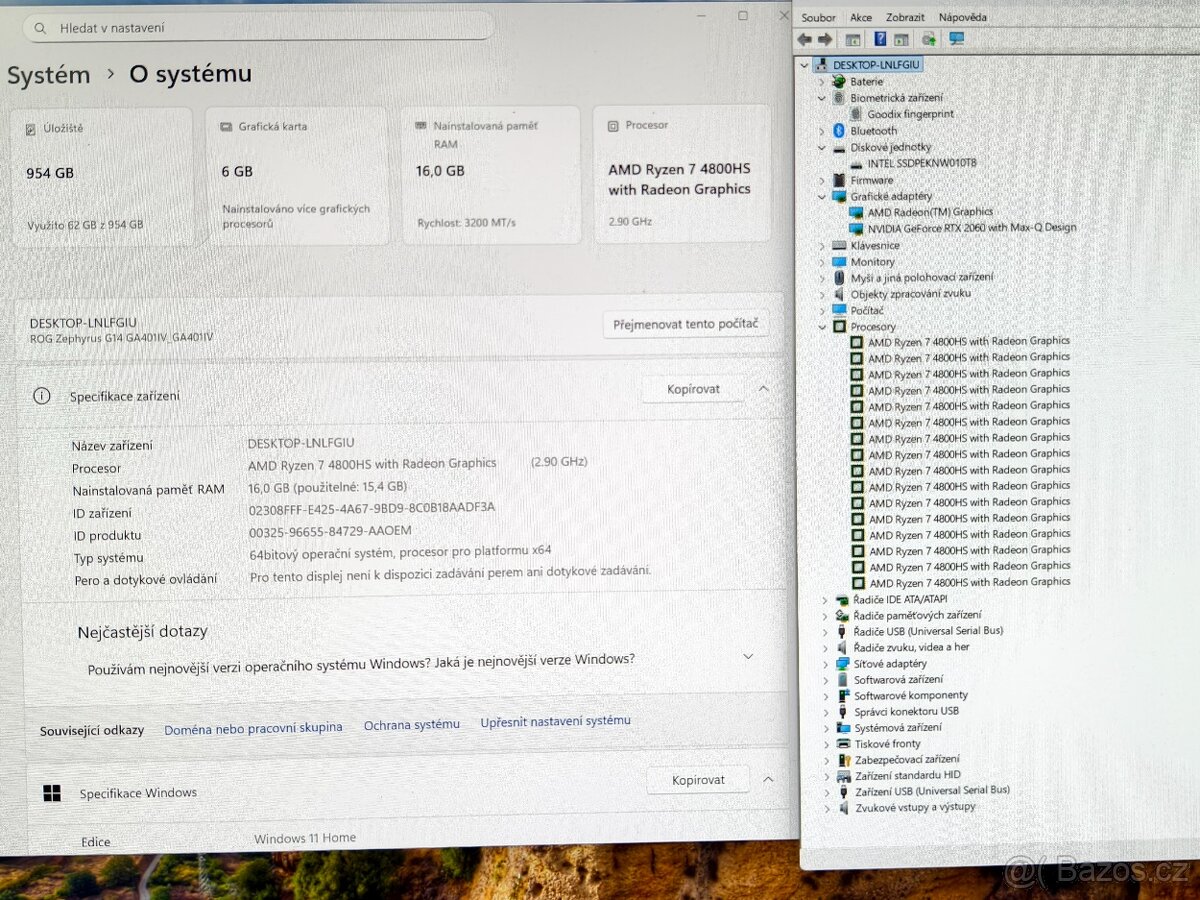 SE ZÁVADOU - 8jádro Ryzen 7 4800HS, 16GB, 1TB, RTX2060 6GB - 3