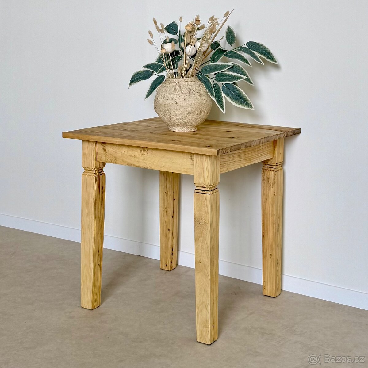 Dřevěný stůl, čtvercová jídelna, malý psací stůl, exotická - 3