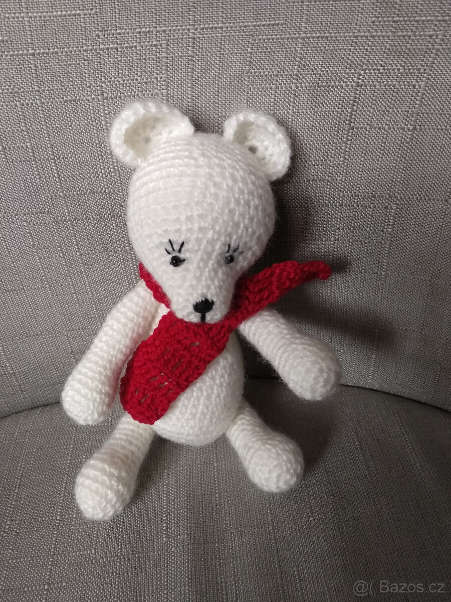 Háčkovaný věnec s medvídkem 30 cm - 3