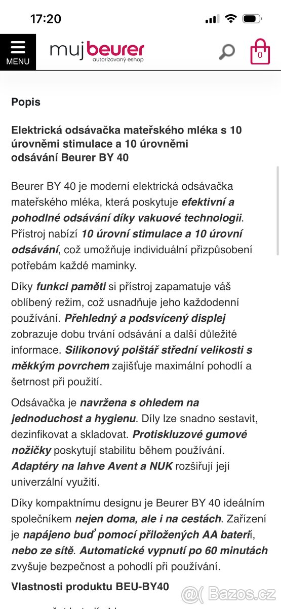 Elektrická odsávačka mléka Beurer - 3