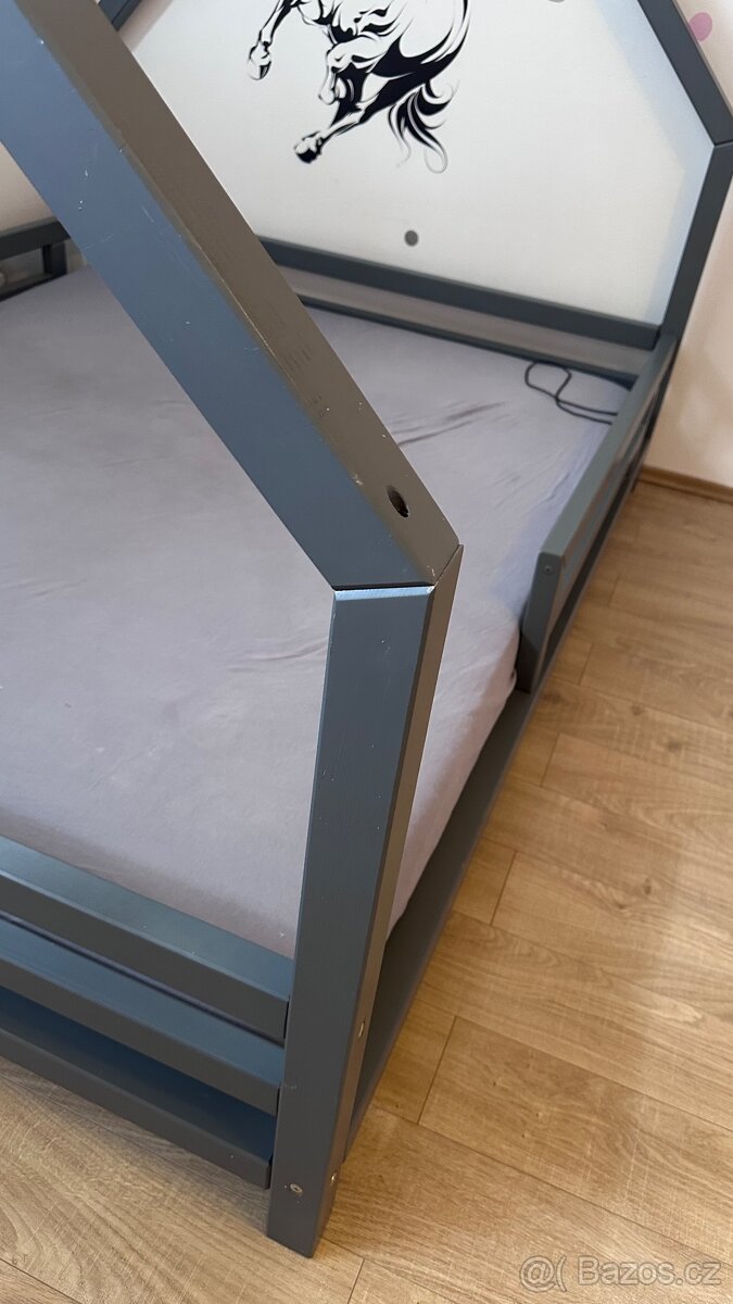 Domečková postel 160x200 šedá - 3