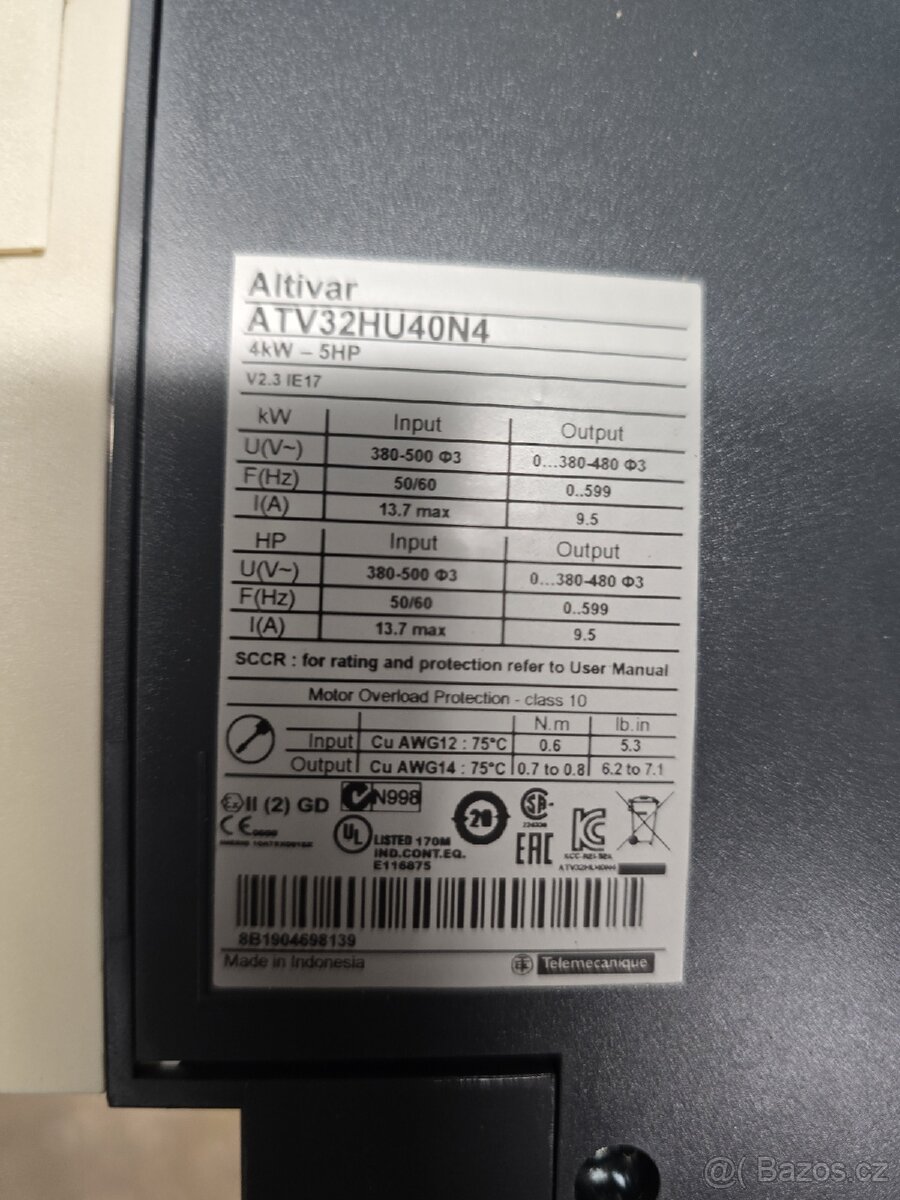 Frekvenční měnič schnaider altivar 4KW - 3