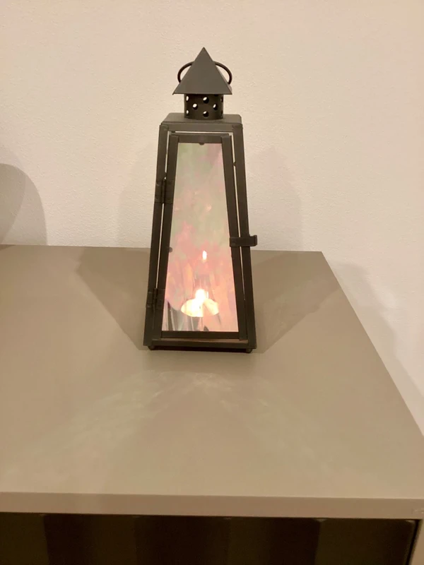 Kovová lucerna s vitrážovým sklem - 3