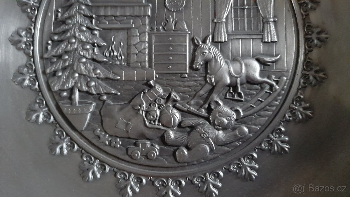 Nádherný cínový talíř s vánočním motivem - 3