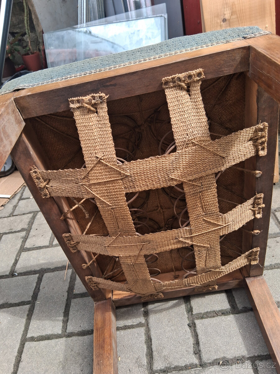 Starožitné křeslo + podnožka /taburet/ - 3