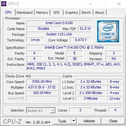 Intel Core i3-6100 (2C/4T, 3.7GHz, LGA 1151) - 3
