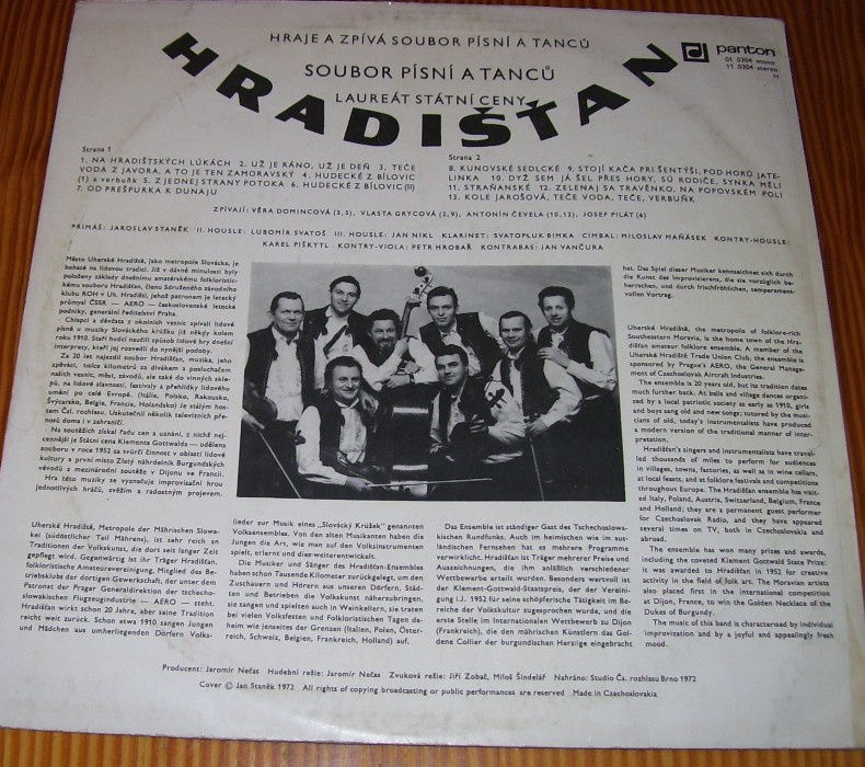 LP deska Hradišťan z r.1972 /115/ - 3