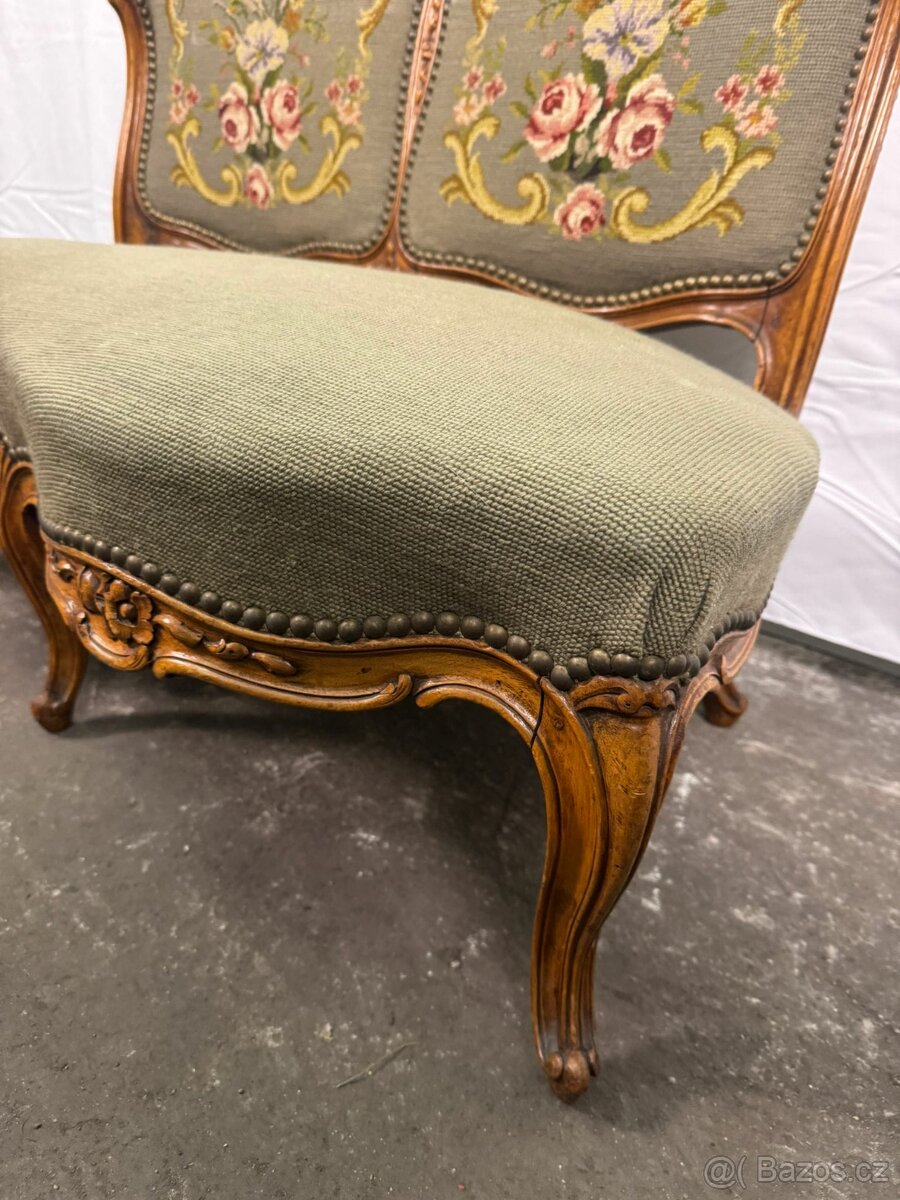 Starožitná sofa / loveseat s gobelínem (135024) - 3