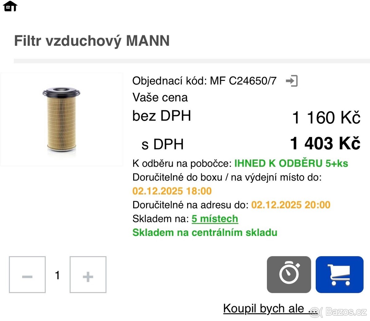 Man vzduchový filtr C24650/7 - 3