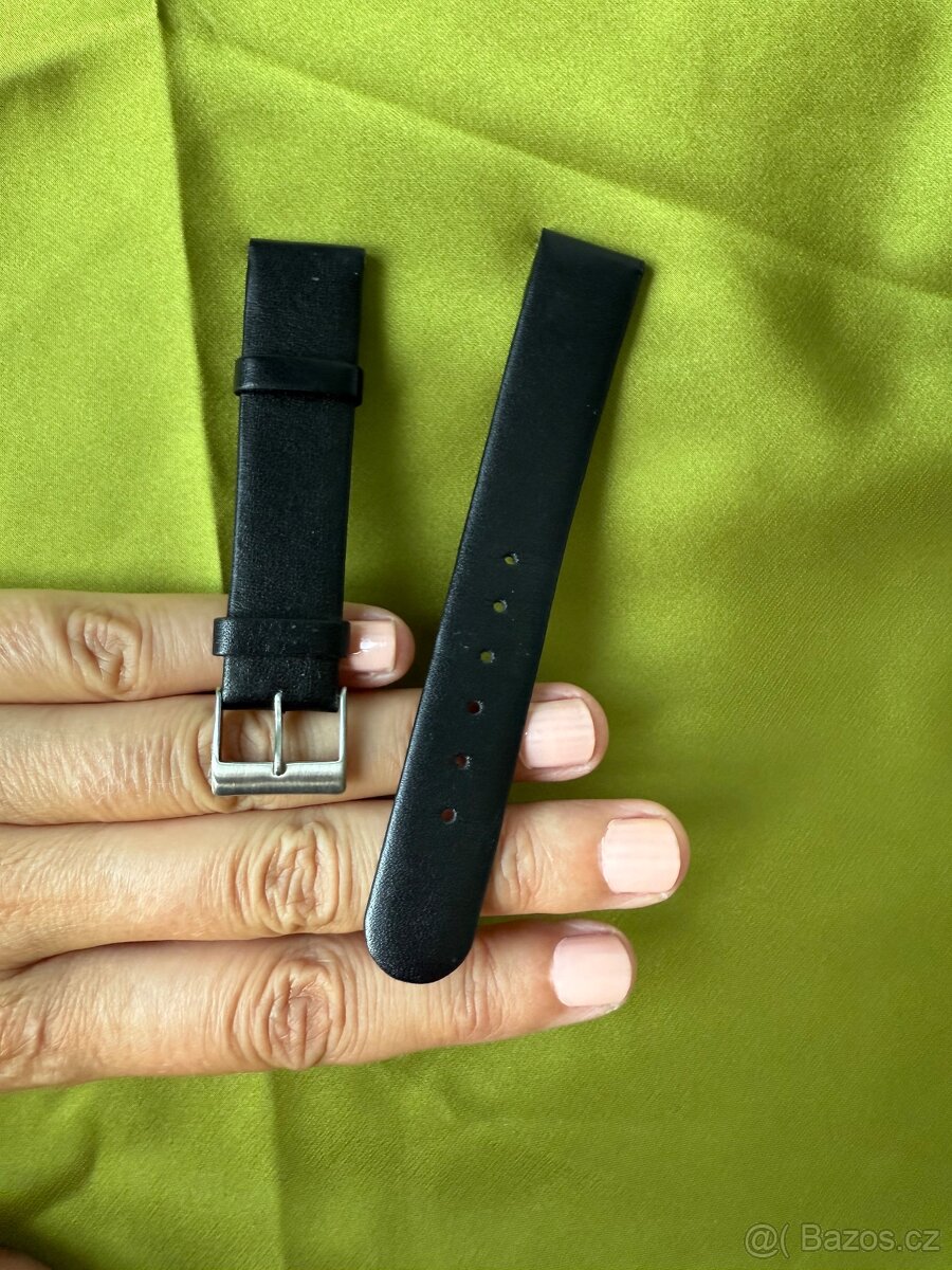 Kožený černý řemínek na hodinky, šířka 17 mm, sleva. - 3