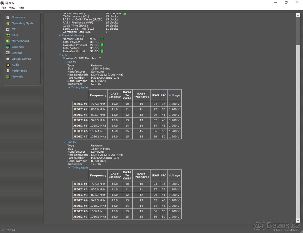 Operační paměť RAM 16 GB DDR4 - Samsung, 2 ks (NE serverová) - 3