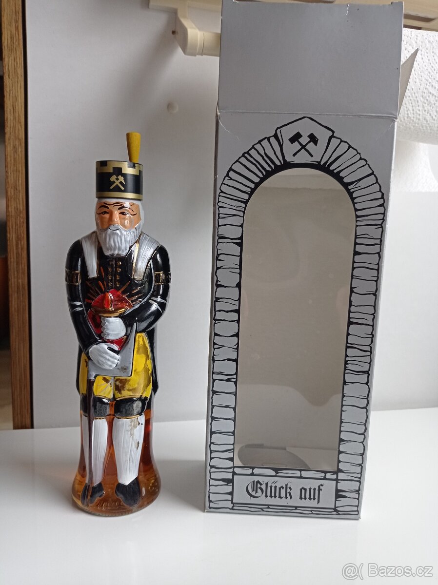 Ručně malovaná hornická láhev plněná bylinkovým hořkým 32 % - 3