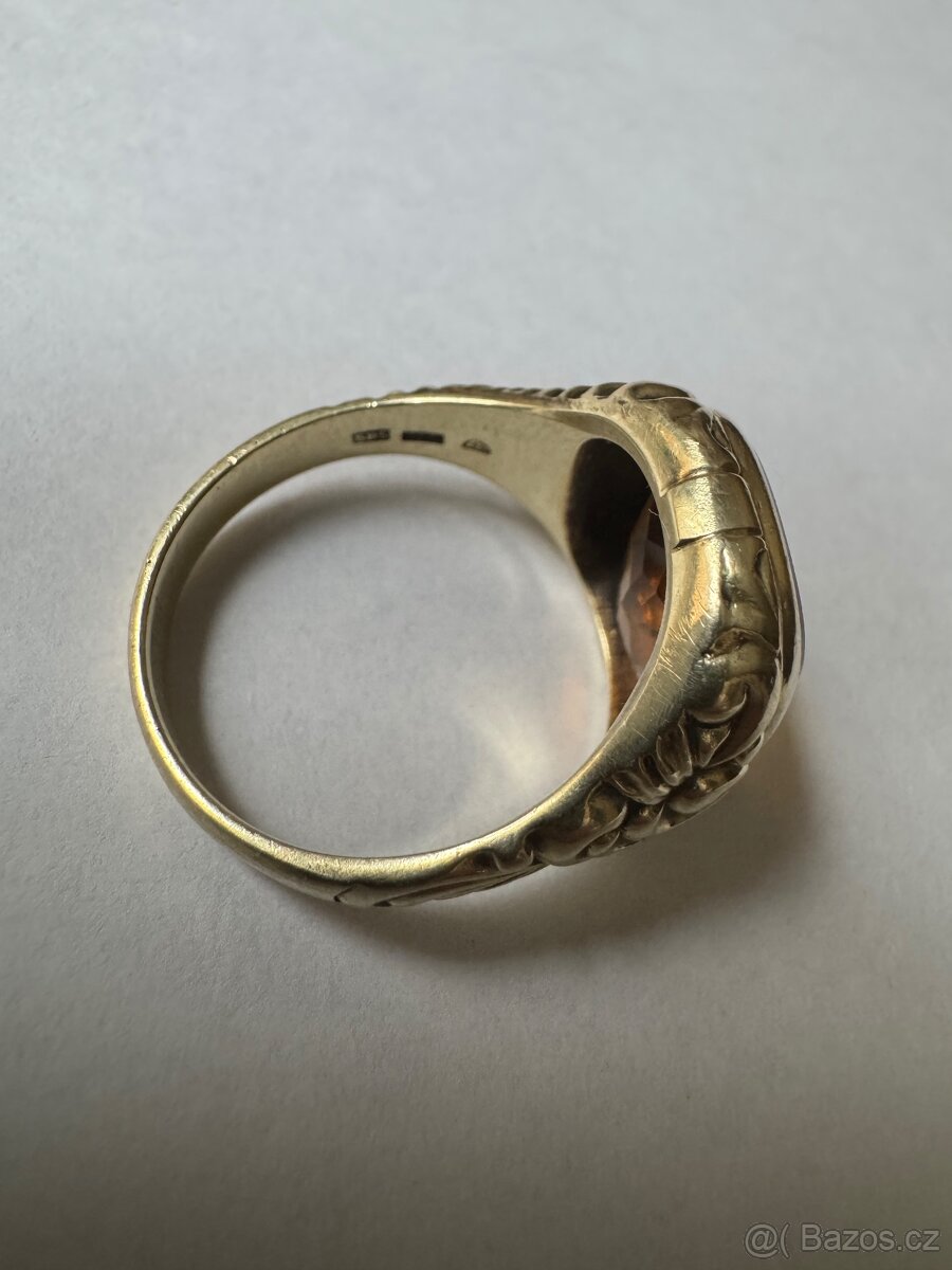 Zlatý prsten 14k s citrinem - 3