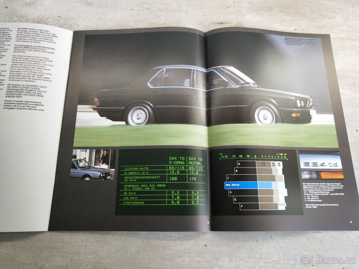 Prospekt BMW 524td E28 (1985), 26 s, D - 3