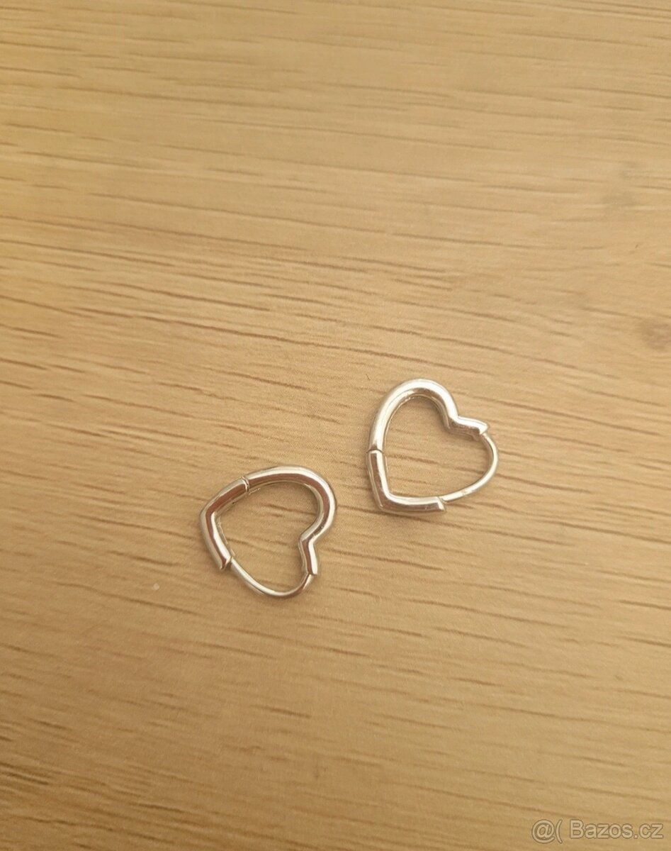 Nové dámské stříbrné náušnice 925 srdce srdíčka ocel - 3
