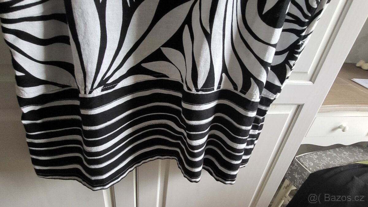 ŠATY ČERNO-BÍLÉ vel.46 zn.F&F ; LEN -KVALITNÍ A KRÁSNÉ - 3