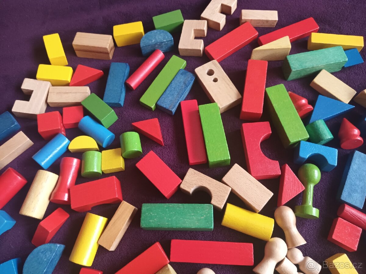 dřevěné kostky na hraní 104 ks - 3