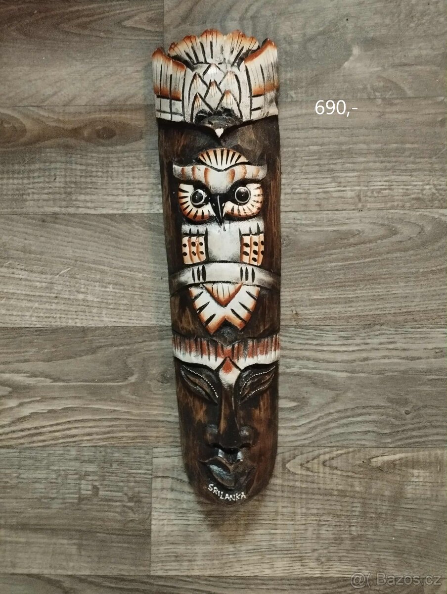 Ručně vyřezávané dřevěné sochy a masky ze Srí Lanky - 3
