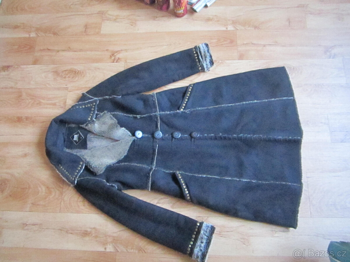 Kabát / kožich z umělé kožešiny, vel. M/L, délka 102 cm - 3