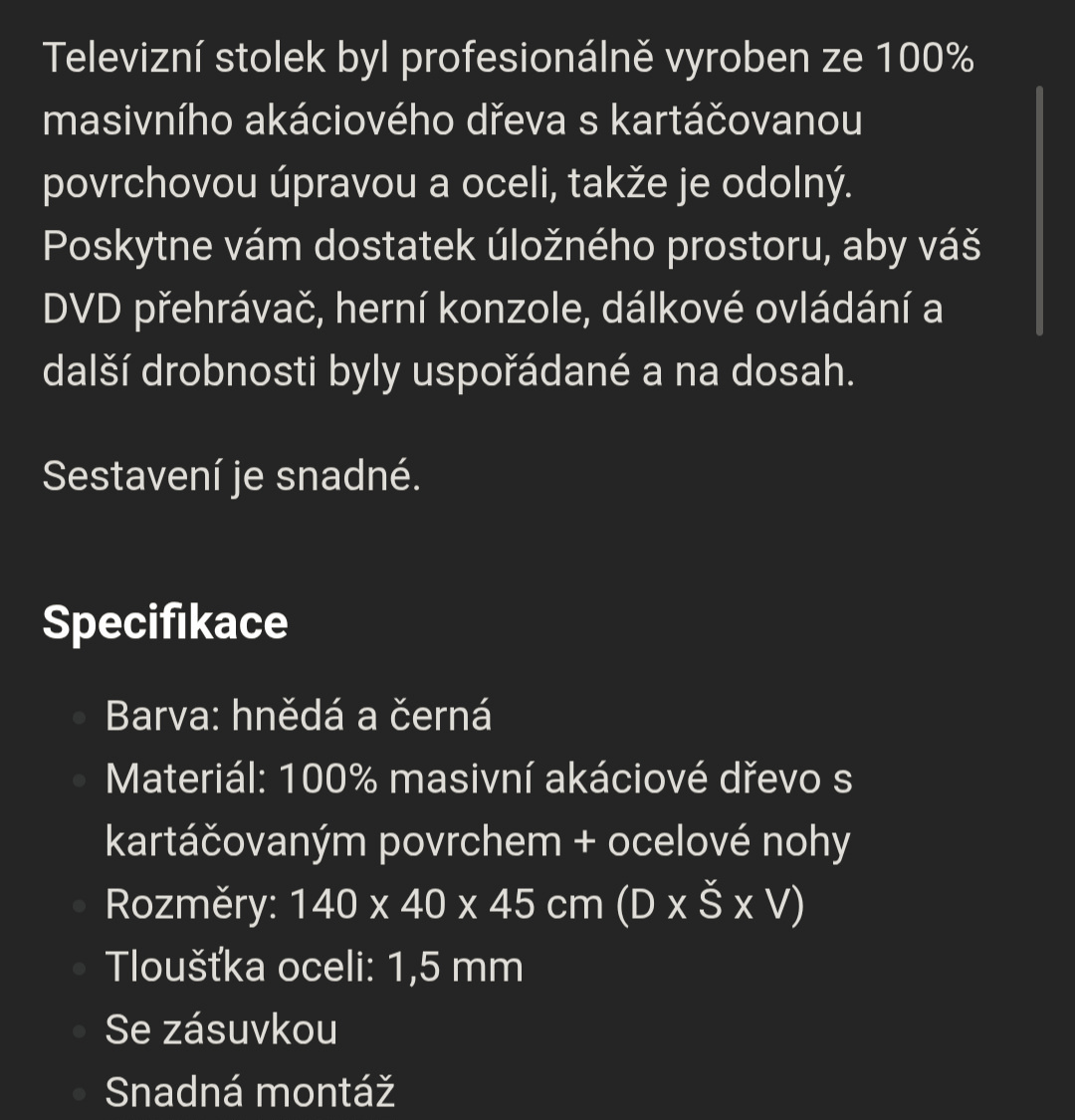 TV stolek - akácie masiv - 3