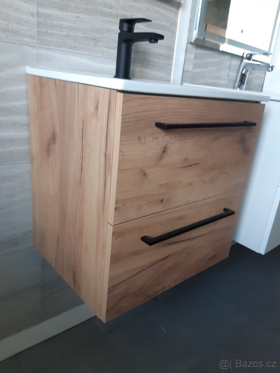 Koupelnová skříňka s umyvadlem 60 cm dub - 3