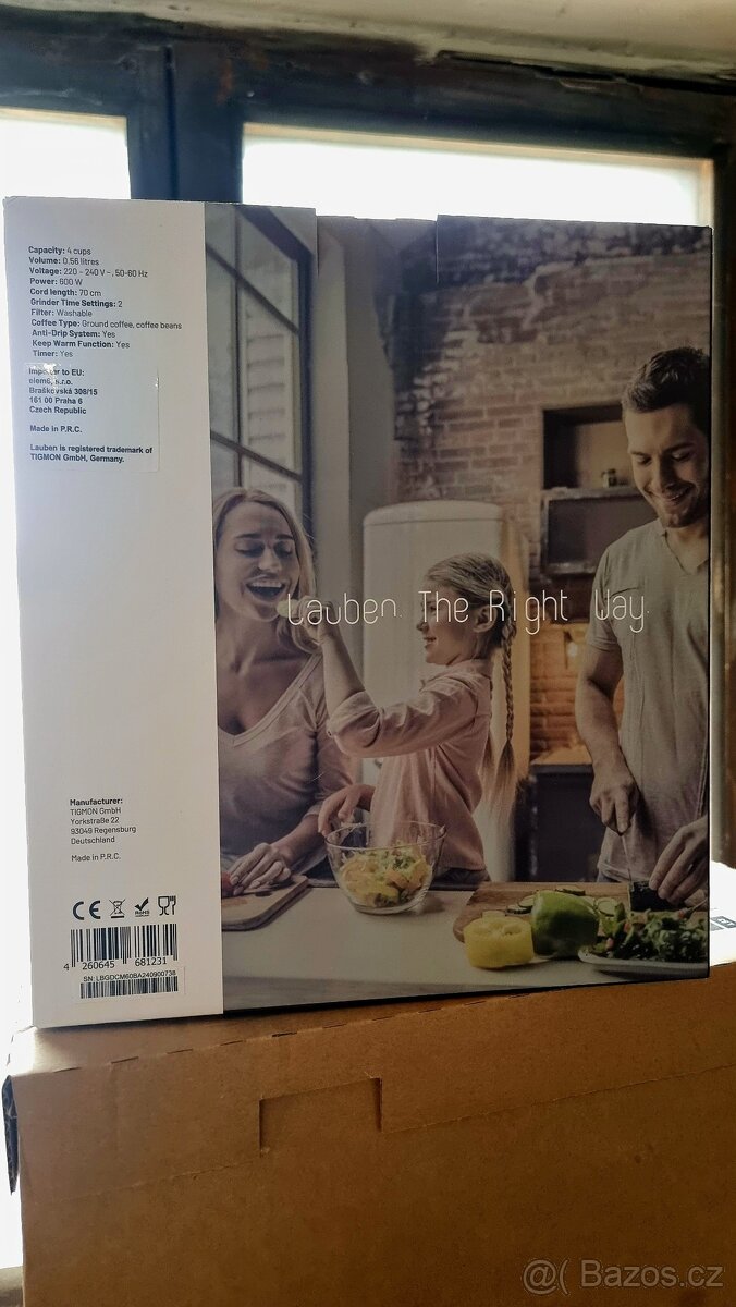 Nový Kávovar s mlýnkem Lauben 600BB černý - 3