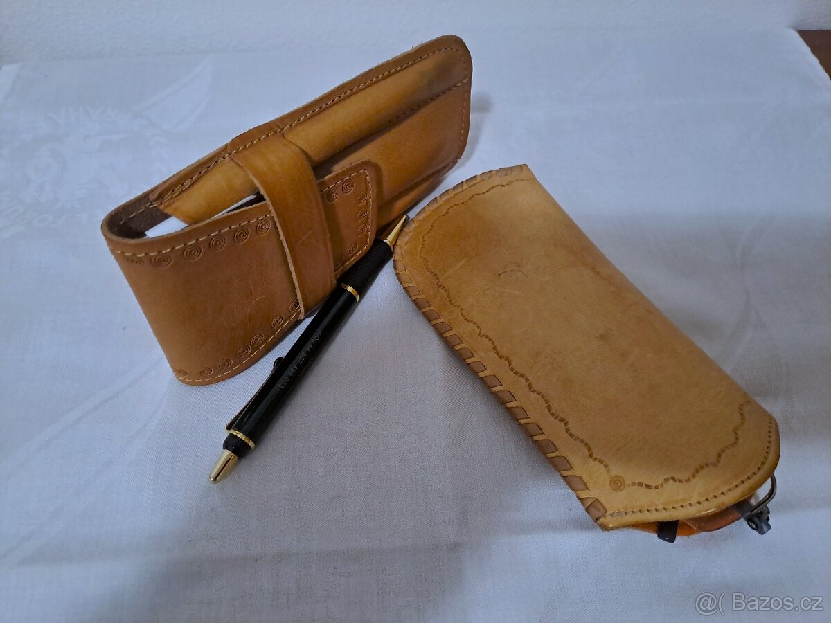 LUXUSNÍ SOUPRAVA: KOŽENÉ POUZDRO NA BRÝLE A NA PSACÍ POTŘEBY - 3
