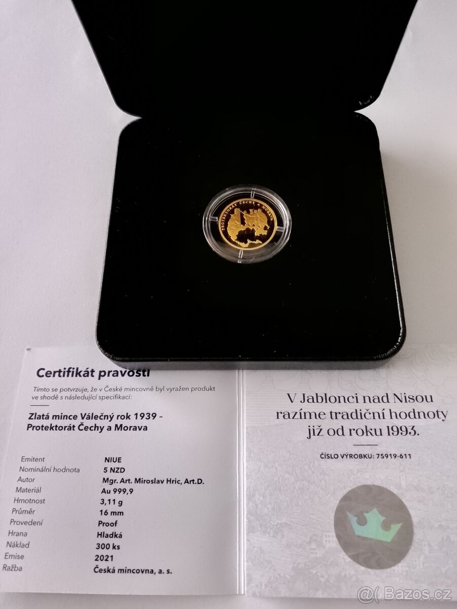 Zlatá mince Válečný rok 1939 - Protektorát Čechy a Morava - 3