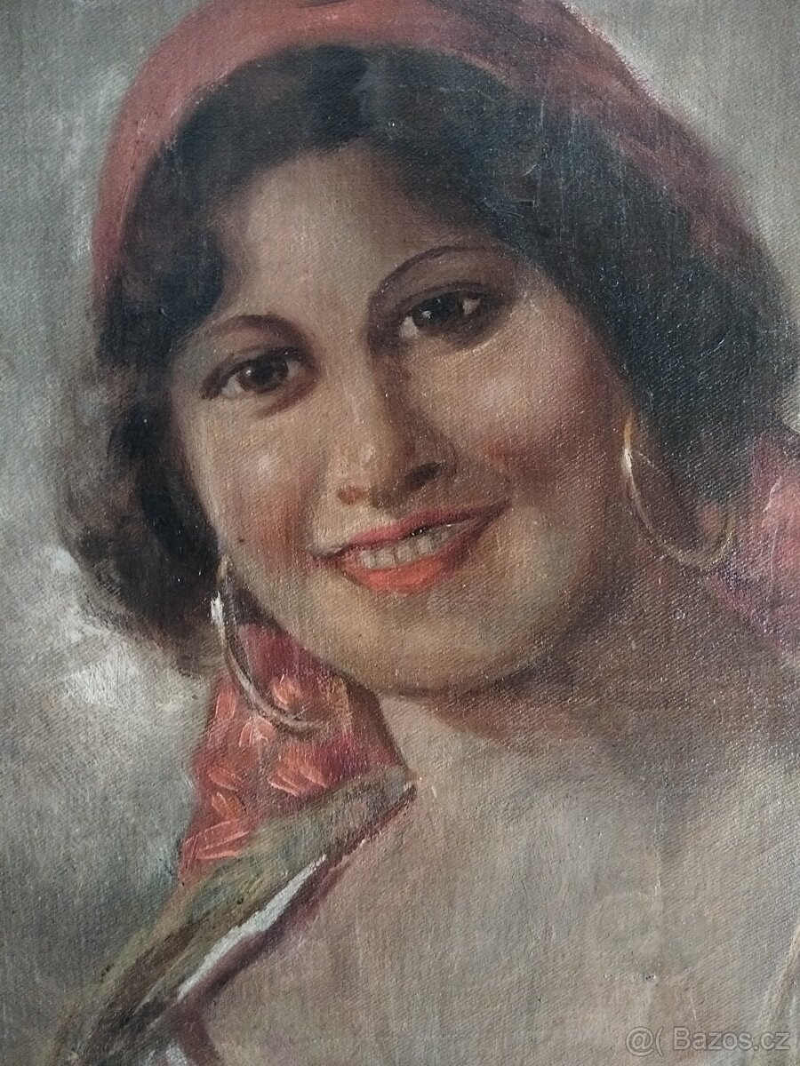 obraz CIGÁNKA IV. /dívka, portrét/, olej, František Votruba - 3