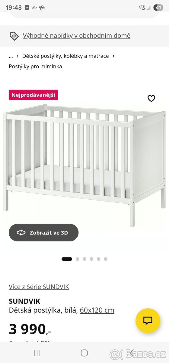 Dětská postýlka IKEA s matrací - 3