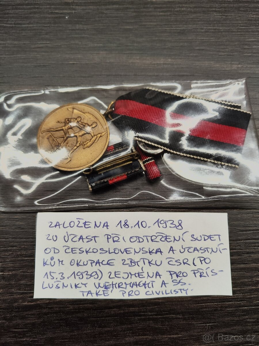 Medaile za připojení Sudet + stužkovnice,3. říše, Wehrmacht - 3