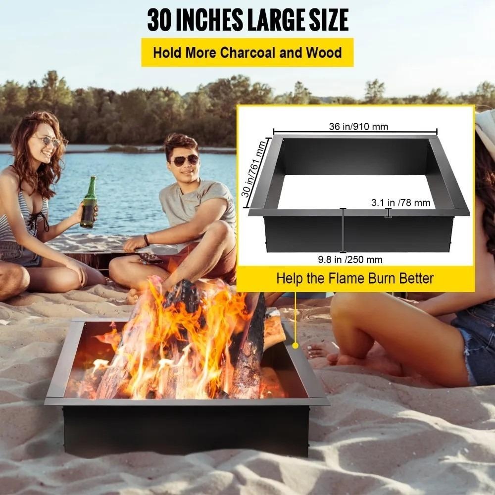 Ocelová obruba ohniště, vnější lem 91 x 91 cm - 3