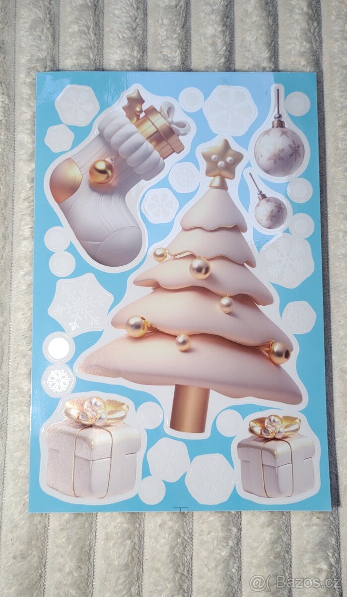 2D "Vánoční" okenní samolepky 4.archy (113 kusů - 3