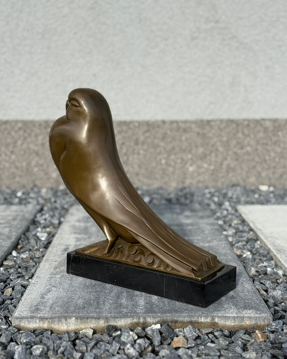 Bronzová socha Holub luxusní art deco dekorace z bronzu - 3