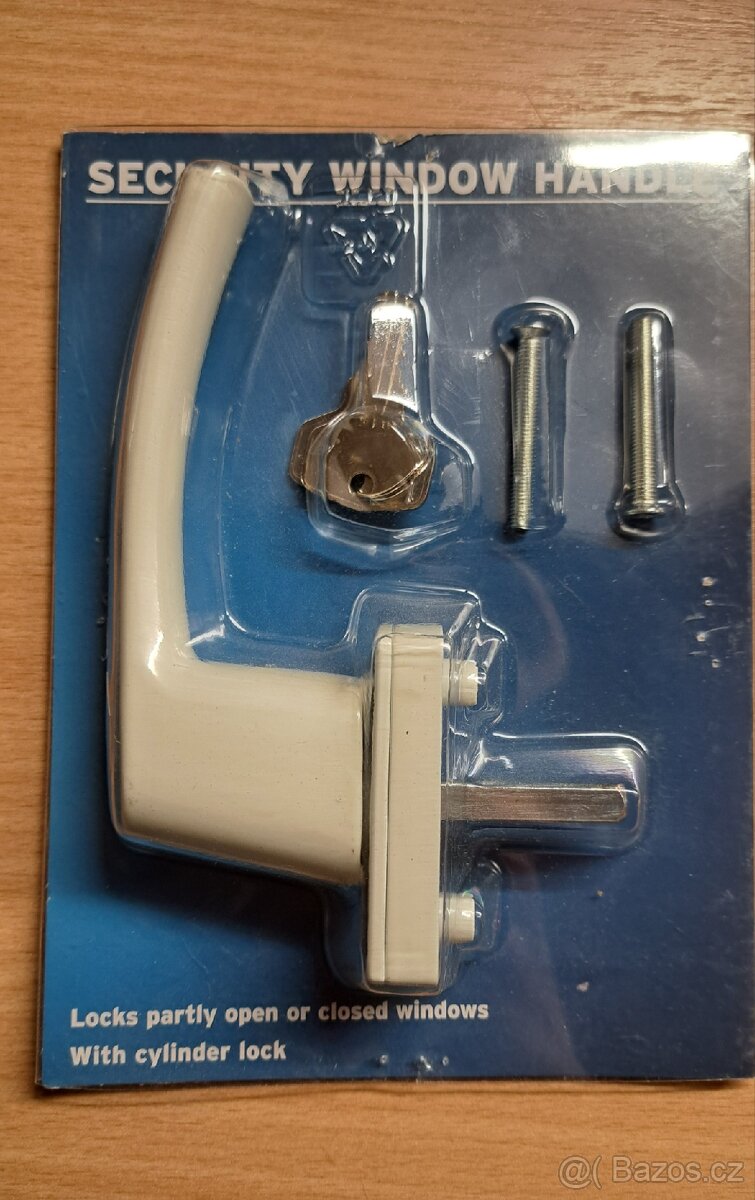 Bílá uzamykatelná okenní klika se zámkem 2 kusy - 3