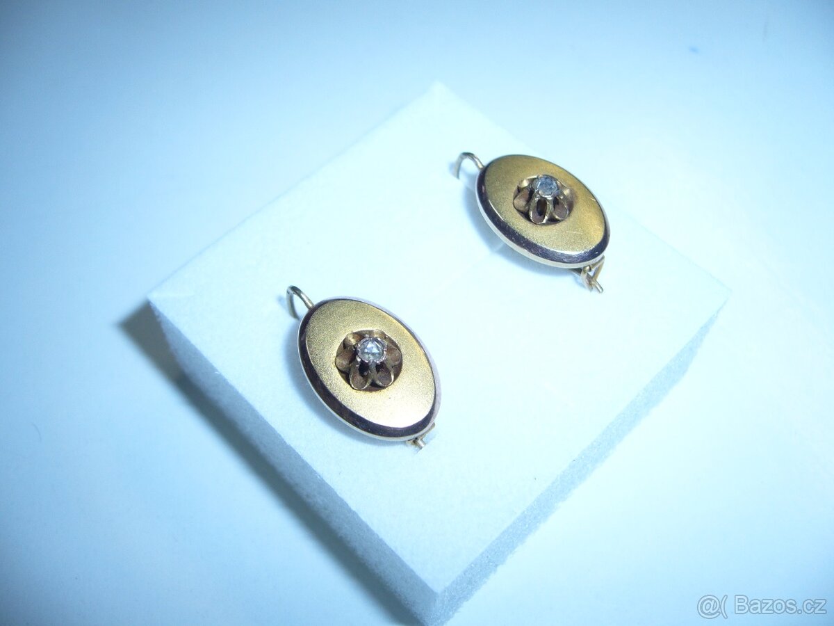 ZLATÉ STAROŽITNÉ NÁUŠNICE S DIAMANTY-MONARCHIE - 3